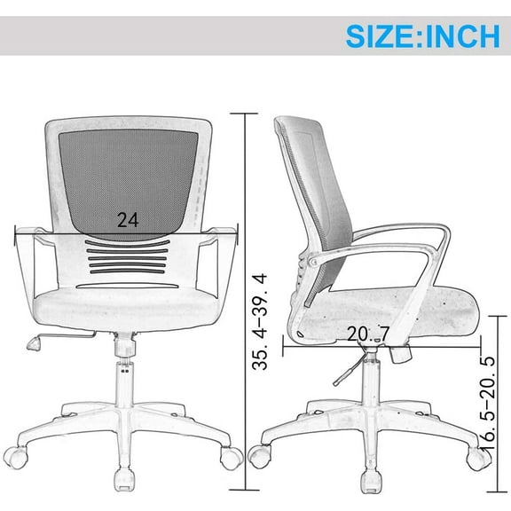 Ergonomic Office Chair, Mid Back Desk Chair Mesh Computer Chair Executive Rolling Swivel Adjustable Task Chair with Lumbar Support Armrest for Adults Women, Black