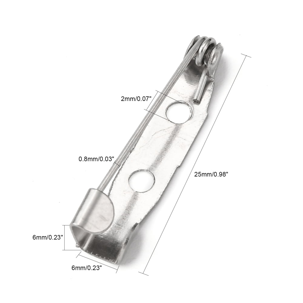 2000pcs Iron Brooch Pin Back Safety Catch Bar Pins with 2-Hole 25x6x6mm Hole: 2mm Pin: 0.8mm