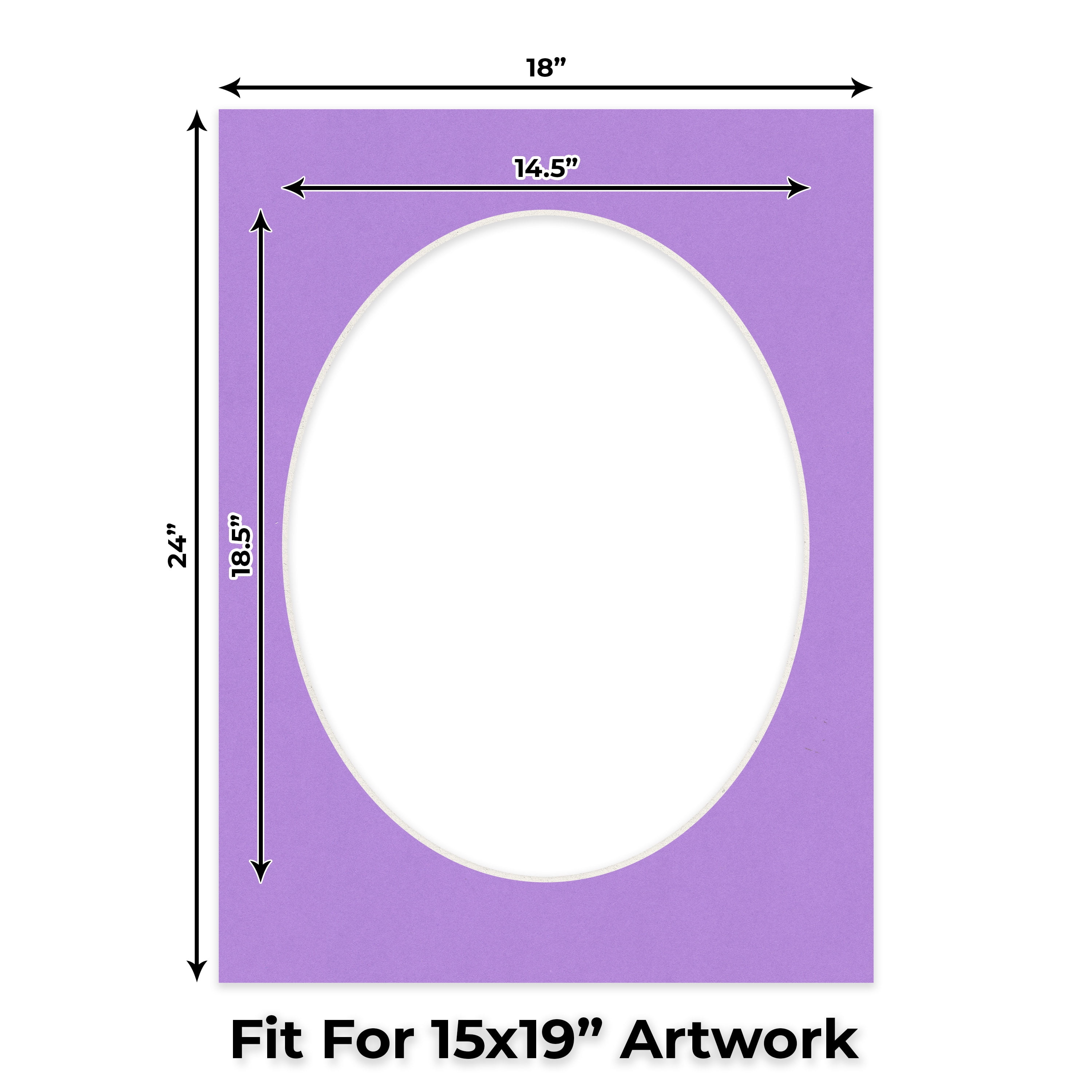 Pansy Purple Picture Frame Mat for 18x24 Frames - Oval Opening for 15x19 Photos - 50 Mats