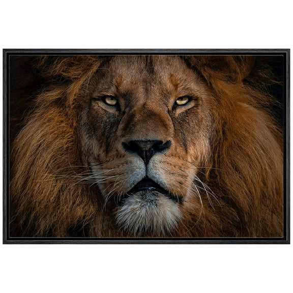 wall26 Framed Canvas Print Wall Art Close Up Detail African Safari Lion Portrait Nature Animals Photography Realism Rustic Scenic Landscape Colorful for Living Room, Bedroom, Office - 16"x24&quo