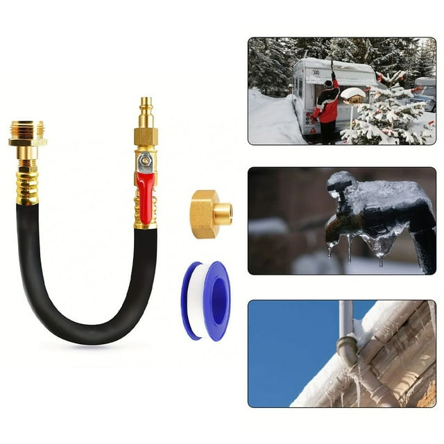 BUYISI Kit d'Hivernage pour Véhicule Récréatif, Valve d'Arrêt de Soufflage et Compresseur d'Air Rapide