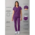 thumbnail image 3 of Adar Addition Go-Basic Scrub Set For Women - Slim V-Neck Scrub Top & Skinny Cargo Scrub Pants - A9200 - Eggplant - XS, 3 of 7