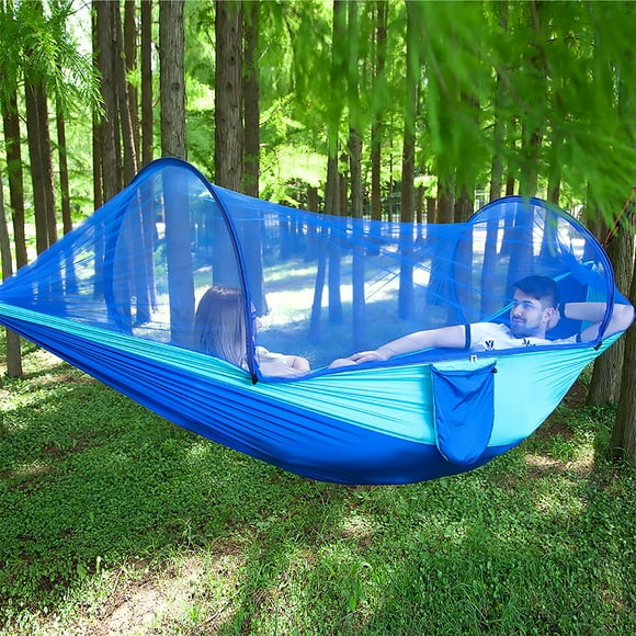 Hamaca de camping LFL con mosquitera azul 250x120 cm