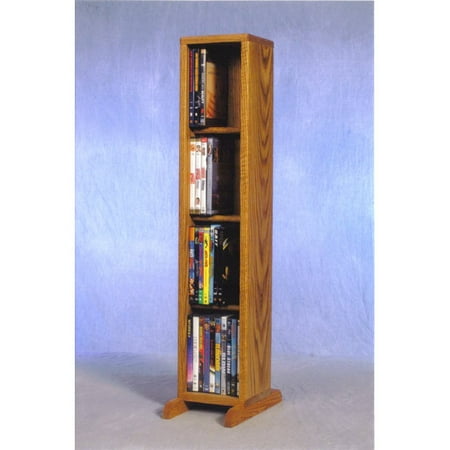 Solid Wood Veneer Cd Dvd - The Wood Shed Solid Oak 4 Row Dowel CD / DVD Combination Media Rack - 7 in. Wide