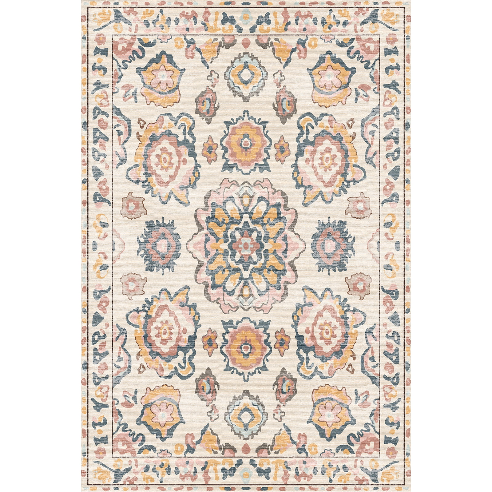 Pentantan Boho 9'x12' Area Rugs for Living Room, Soft Machine Washable Rug, Neutral Moroccan Design for Bedroom, Dining Room, Playroom