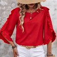 thumbnail image 7 of Timegard Womens Tops Ruffle Half Sleeve Crewneck Loose Comfy Tops Blouse Casual Summer Spring Solid Color, 7 of 7