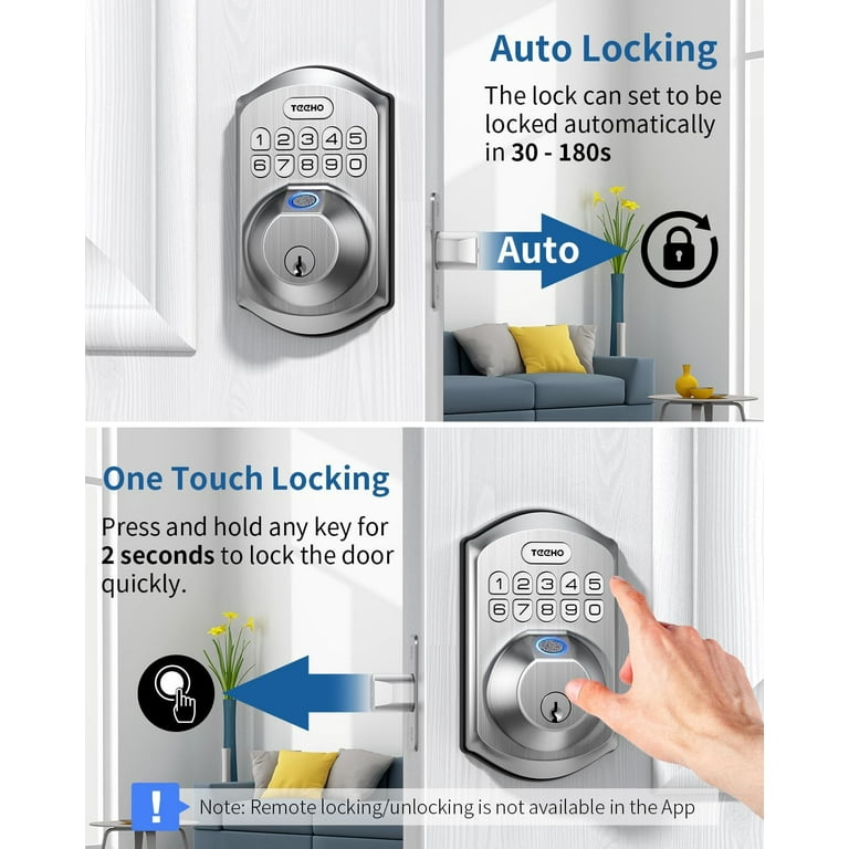 TEEHO Keyless Entry Door Lock Keypad Electronic Smart Deadbolt for Front  Door in Satin Nickel 1.76 Pounds 