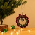 thumbnail image 6 of Christmas Wreath Garland, Rattan Ring Pendant Decor, Plastic Holiday Decoration, Red Bells and Bows, Home Door Hanging, 6 of 9