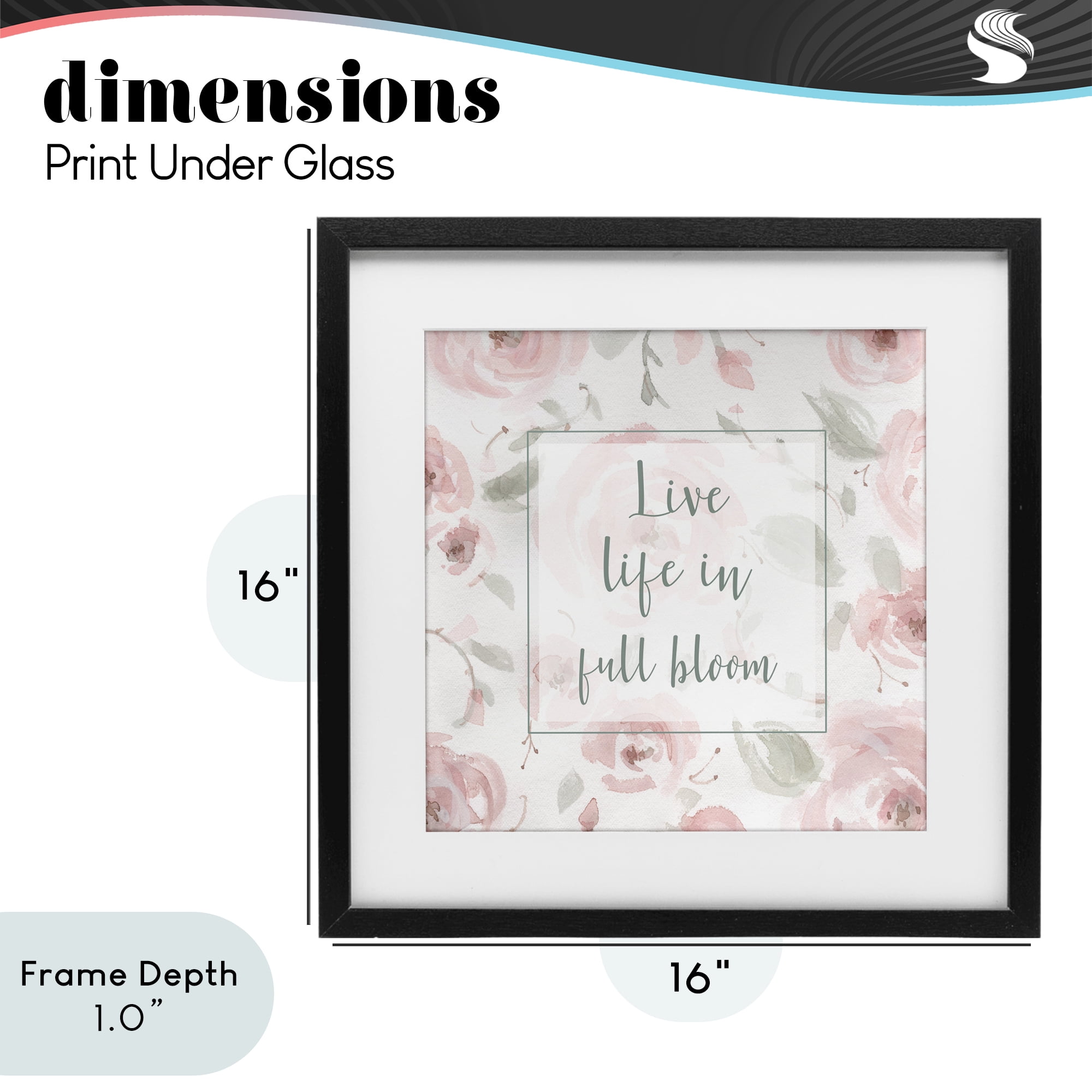 Stupell Industries Live Full Bloom Florals Black Framed Print Under Glass, design by Carol Robinson