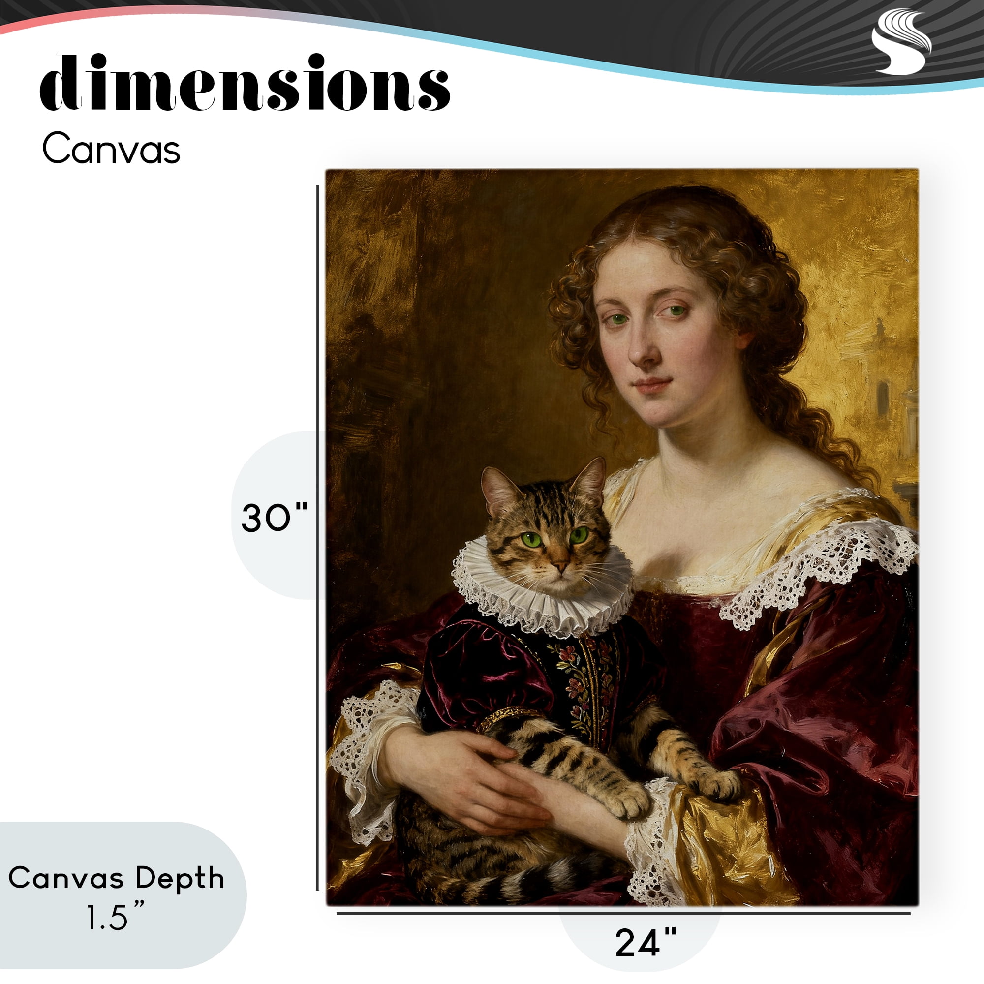 Stupell Industries Renaissance Lady with Regal Cat Canvas Wall Art, design by CAD Designs