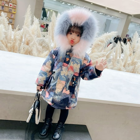 

Floleo Girls Kids Outfits Toddler Kids Girls Winter Fashion Thick Coat Hooded Down Zipper Outwear Jacket