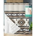 thumbnail image 2 of No Hook Shower Curtain with Snap-in Liner, Brown Southwest Waterproof Fabric Bathroom Curtains, Boho Blue Aztec Rustic Ethnic Farmhouse Bath Curtains & Mesh Top Window 72"x78" Long, 2 of 6