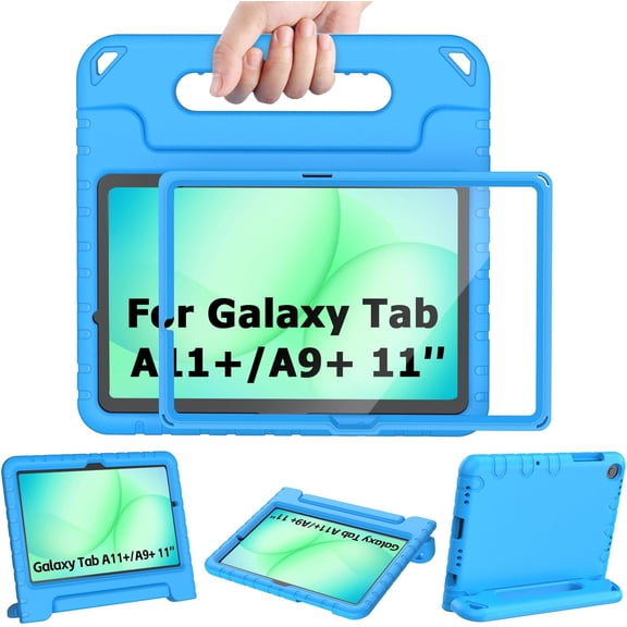 BMOUO Kids Case for Samsung Galaxy Tab A11 Plus 11 Inch 2026/ A9 Plus 2023 with Built-in Screen Protector, Light Weight Shock Proof Handle Stand Cover for Galaxy Tab A11 Plus/A9 Plus ,Blue