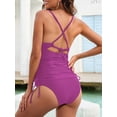 thumbnail image 2 of CUPSHE Women Swimsuit Maternity Tankini Set Two Piece Bathing Suit Cutout Spaghetti Straps V Neck Drawstring Sides, 2 of 5