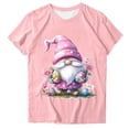 thumbnail image 3 of VBTAPA Novelty Graphic Tees for Women Happy Easter Bunny Print T-Shirt Cute Leopard Rabbit Tee Tops on Sale Pink M, 3 of 5