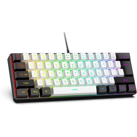 61-Key Compact RGB Gaming Keyboard - 60% Layout, USB-A & Type-C Compatible, Membrane , 8-Color Backlight, Plug & Play for PC/Laptop (Windows 10/8/7)