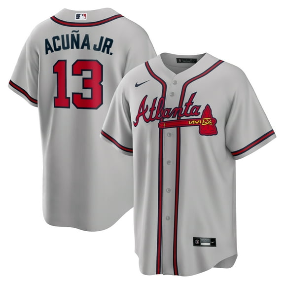 Men's Nike Ronald Acuna Jr. Gray Atlanta Braves Road Replica Player Name Jersey