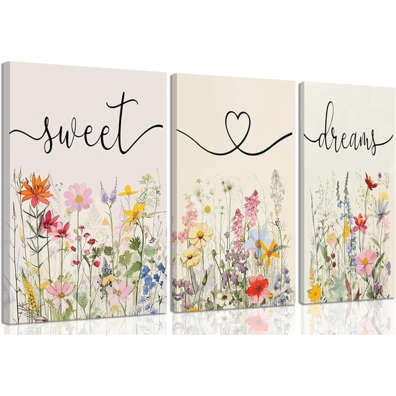 Framed Sage Green Botanical Wall Art Set of 3 Boho Floral Canvas Wall Decor Paintings Minimalist Flower Posters Prints Pictures for Bedroom Bathroom Living Room12x16 Inch