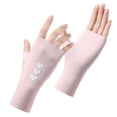 thumbnail image 4 of QTSHPN Sun Protect Gloves Summer Ice Silk Half Finger Breathable Thin Driving Cycling Outdoor Lightweight Protective Comfort Womens Glove Pink One Size, 4 of 5