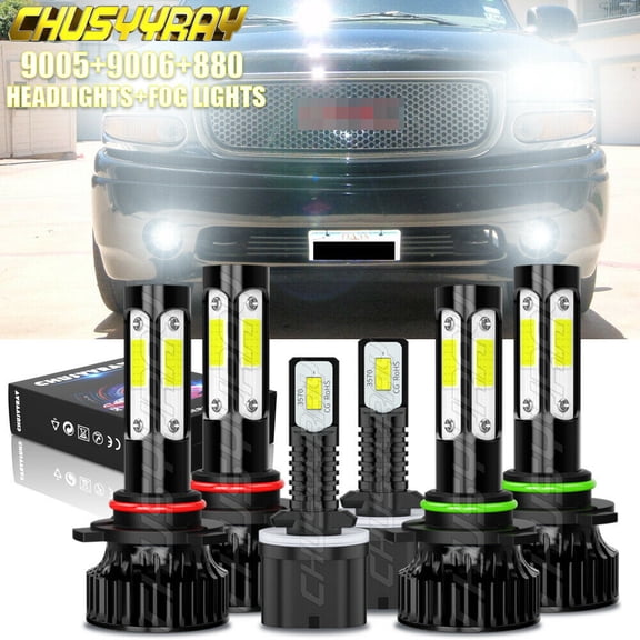 Combo 9005 9006 880 LED Headlight Fog Light Bulbs For Chevy Tahoe 2001-2005 2006