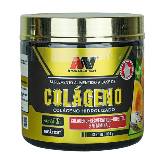 Advance Nutrition | Colágeno con Astragin® + Astrion con Resveratrol, Inostitol, y Vitamina C - 30 Serv | Melón