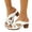 White, variant on Womens Platform Wedge Dressy Sandals Boho Flower Leather Open Peep Toe Chunky High Heel Slip on Dress Slides