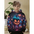thumbnail image 3 of Ropa para niños, sudadera con capucha con estampado digital 3D de payaso aterrador de Halloween para niños, camisetas informales de poliéster de manga larga para primavera y otoño, ropa para niños, 3 of 5
