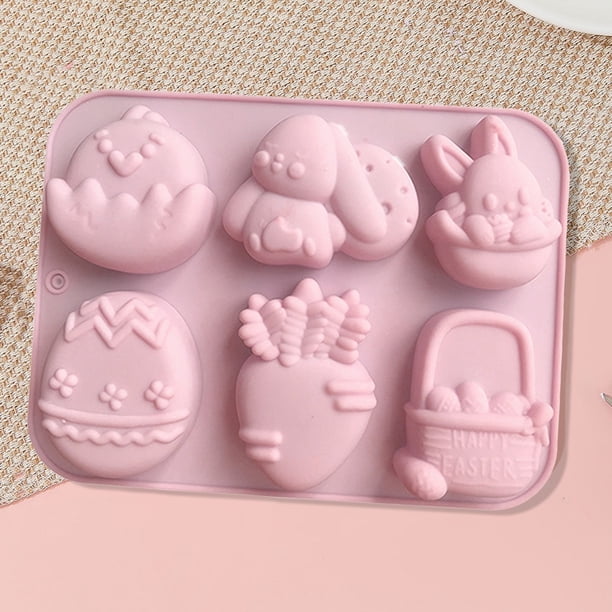 Decoraciones de Pascua, adornos de Pascua, regalos de Pascua, 6 moldes de silicona para chocolate, moldes para huevos de conejo de Pascua, herramientas interesantes para hornear, dulces, pasteles, ute