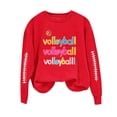 thumbnail image 6 of AKOEE Womens Crewneck Sweatshirts Football Printed Loose Pullover Graphic Sweatshirt Long Sleeve Tops Fall (XL, Red|Letter), 6 of 8