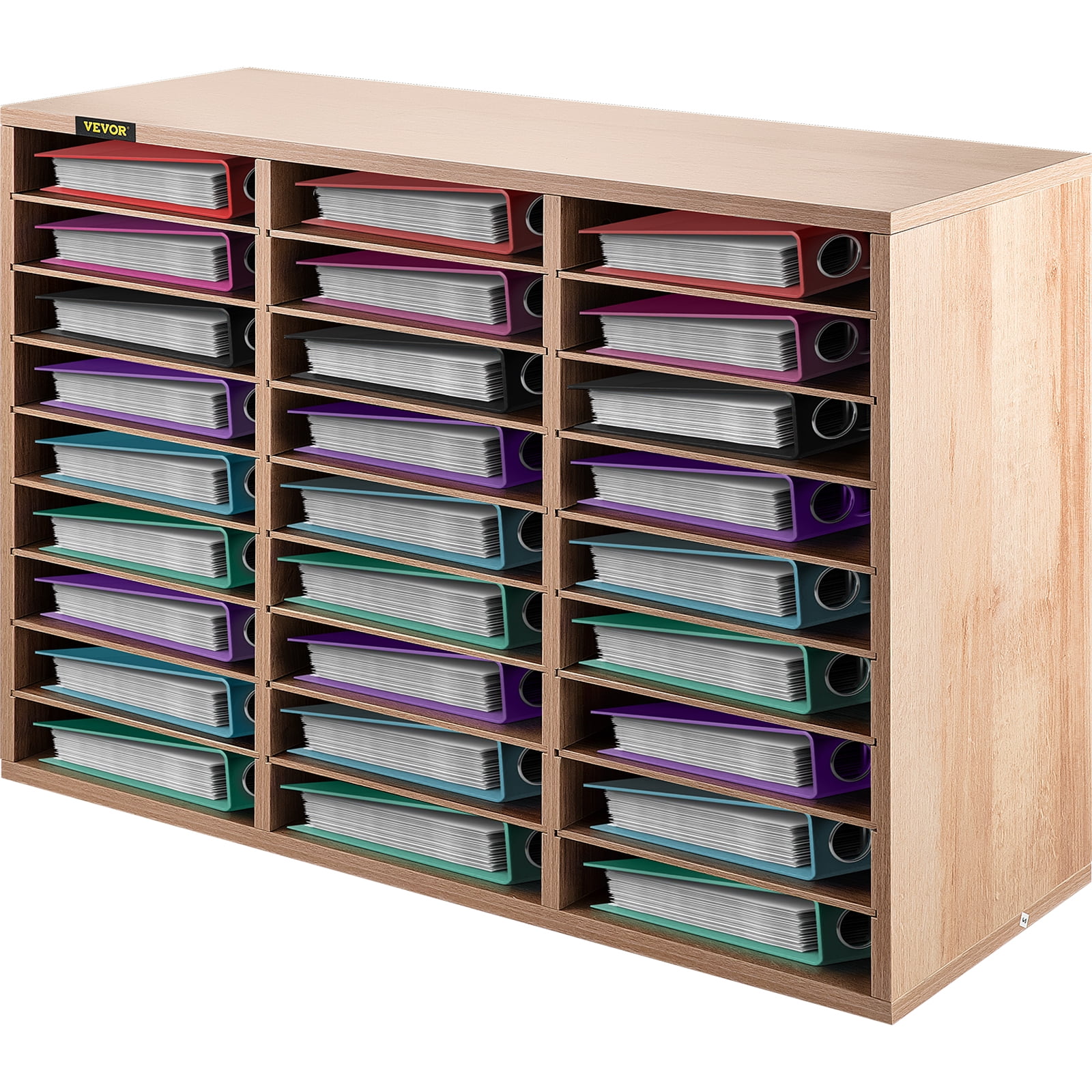 VEVOR Wood Literature Organizer, 27 Compartments, Adjustable Shelves