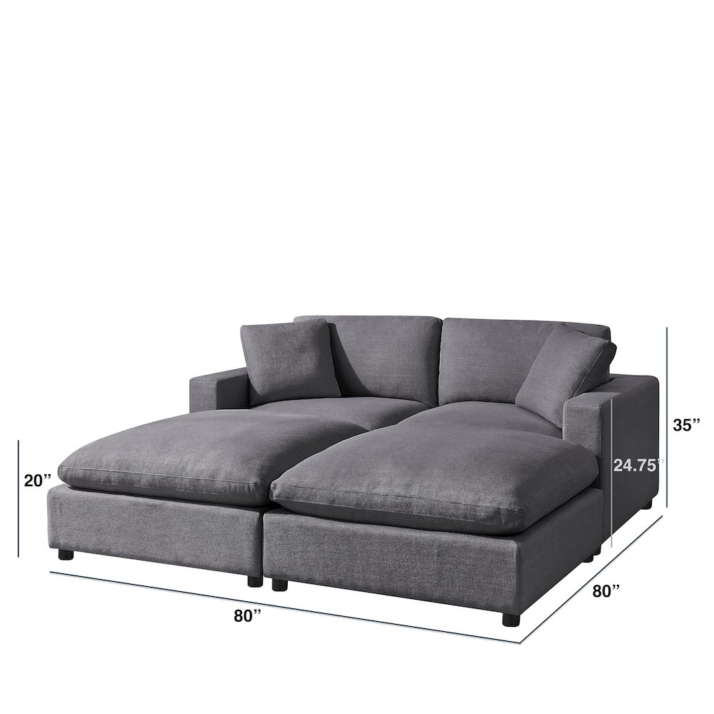 Comfort Pointe Casella Modular Charcoal Fabric 4-Piece Chofa