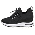 thumbnail image 5 of Rokment Womens Walking Non Slip Work Shoes with Hidden Wedges Breathable Mesh Lace up Platform Chunky High Heels Slip on Nurses Nursing Tennis Fashion Sneakers Black Size 6.5, 5 of 6