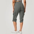 thumbnail image 2 of Cargo Capri Pants for Women Casual Lightweight Stretchy Work Cropped Pants Fashion Loose Drawstring Outdoor Travel Capris with Pockets, 2 of 6