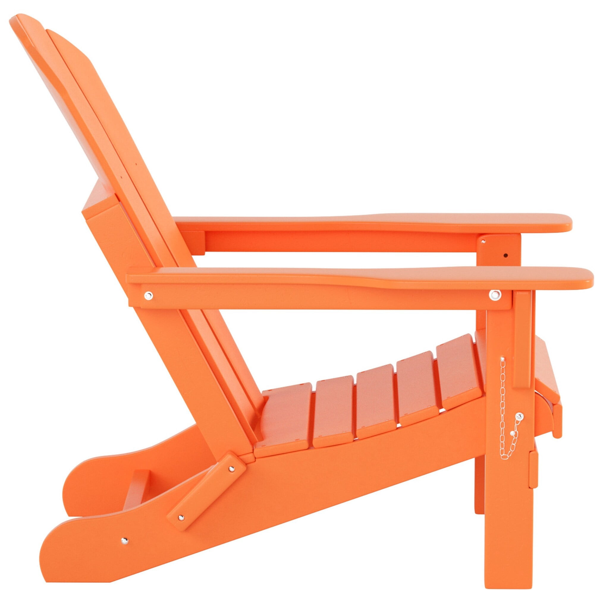 Polytrends  Laguna All Weather Poly Outdoor Patio Adirondack Chair Set - with Ottomans and Side Table (5-Piece) Orange