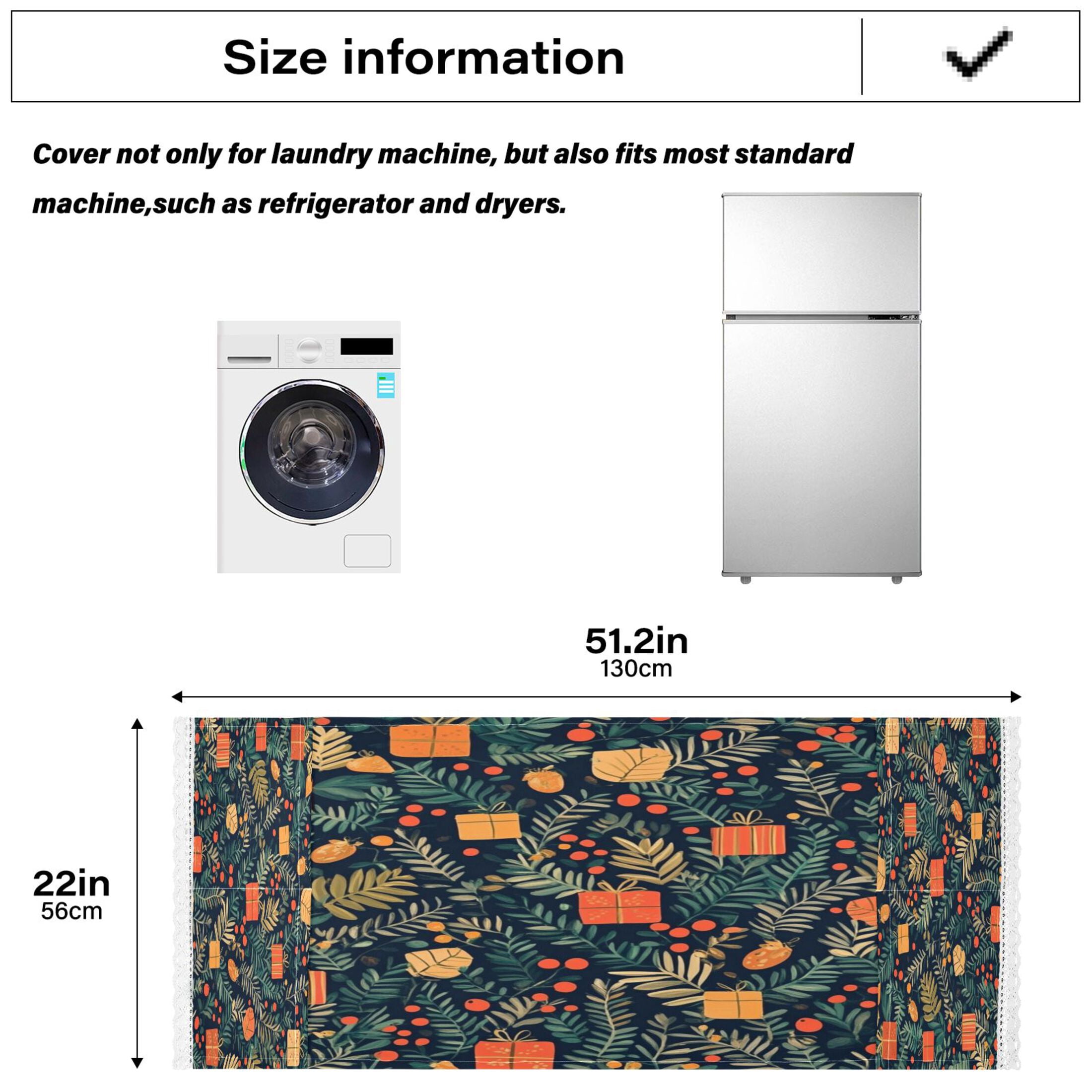 Christmas Present PatternWasher and Dryer Covers Dust-Proof and Oil Resistant Fridge Cover with 4 Storage Pockets Washing Machine Top Cover for Laundry Kitchen Home 51.2 x 22 In