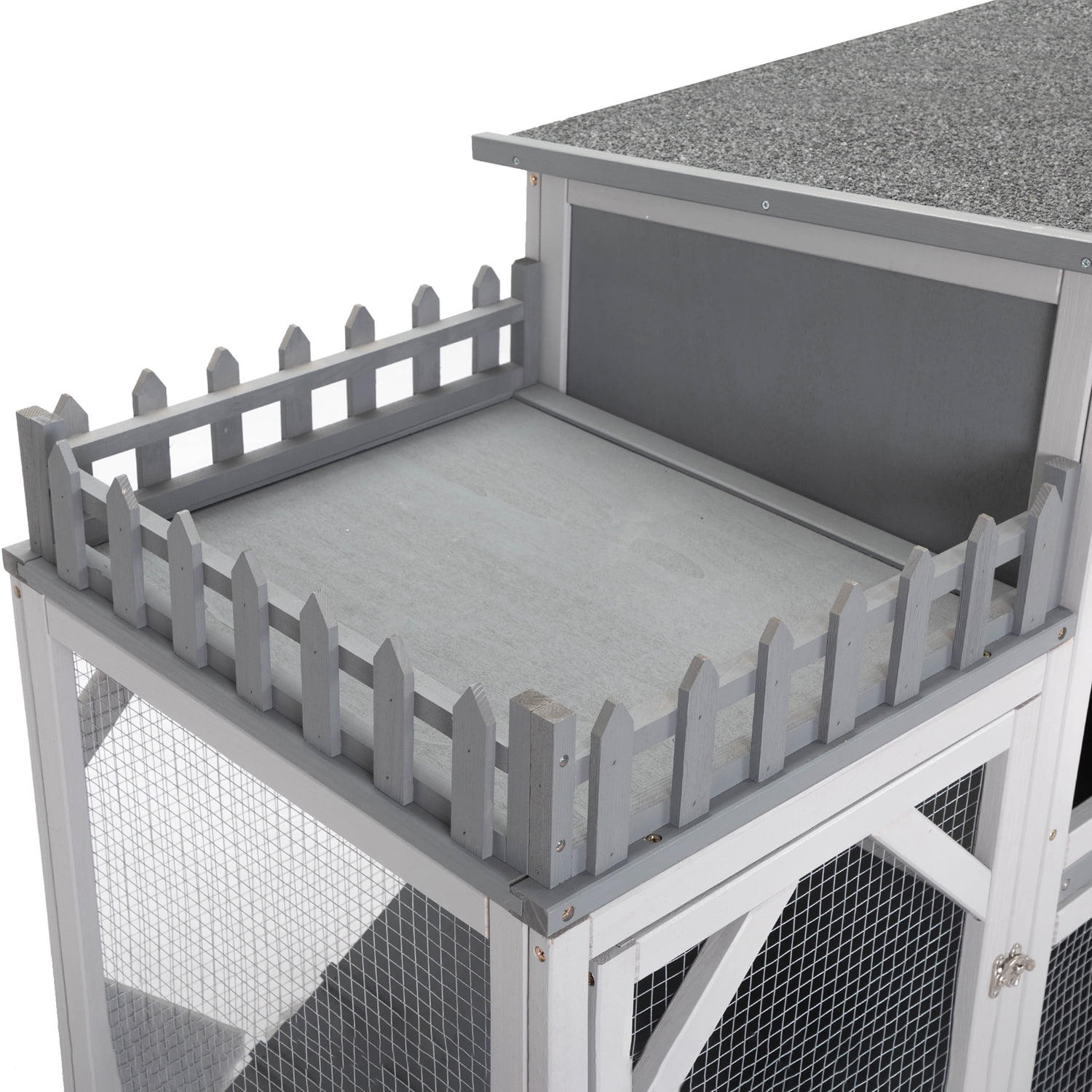 Senbabe Two Floors 38" Wooden Indoor Large Rabbit Hutch Rabbit Cage Indoor Bunny Hutch with Run Outdoor Rabbit House with Two Deeper No Leak Trays - 4 Casters Include