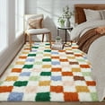 thumbnail image 4 of Garvee 10'x13' Fluffy Area Rugs Soft Luxury Shag Carpet, Modern Checkered Shaggy Rugs Christmas Rug with Non Slip Backing for Living Room Bedroom Home Decor, Colorful, 4 of 10