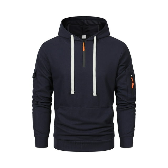 MHFRRA Sudadera con Capucha y Cremallera para Hombre, Estilo Informal, para Exteriores, para Invierno, Cómoda, Suave, Ligera y Cálida Marina de guerra