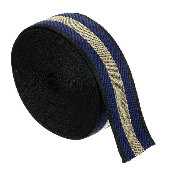 Uxcell 5Yards Nylon Webbing Strap, 38mm Striped Webbing Bag Strap, Dark Blue