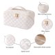thumbnail image 1 of Bolsa de cosméticos de PU Caja de maquillaje a cuadros de gran capacidad para regalos de vacaciones (Blanco), 1 of 8
