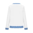 thumbnail image 5 of Olyvenn Collared Sweaters for Women with Buttons Vintage Denim Patchwork Pullover Waffle Knit Sweater Casual Jean Tops Shirts White XL, 5 of 6