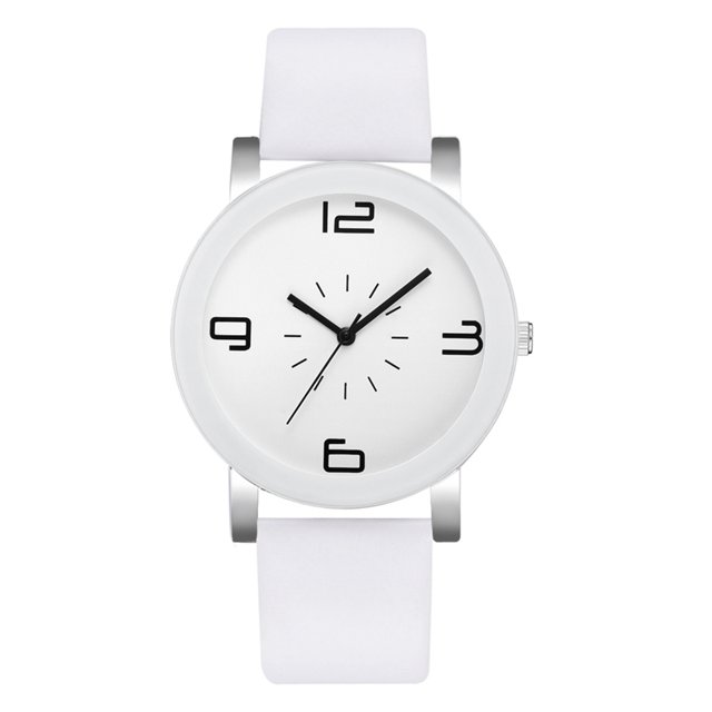 Reloj de aleación de moda Reloj de pulsera de cuarzo con pantalla analógica y esfera redonda (blanco)