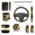 thumbnail image 4 of XYZCANDO Leopard Sunflower Print Car Seat Cover Keychain Lipstick Cover Center Mirror Cover Car Trash Can Coasters Steering Wheel Cover Seat Belt Cover Universal Car Accessories Decoration, 4 of 5