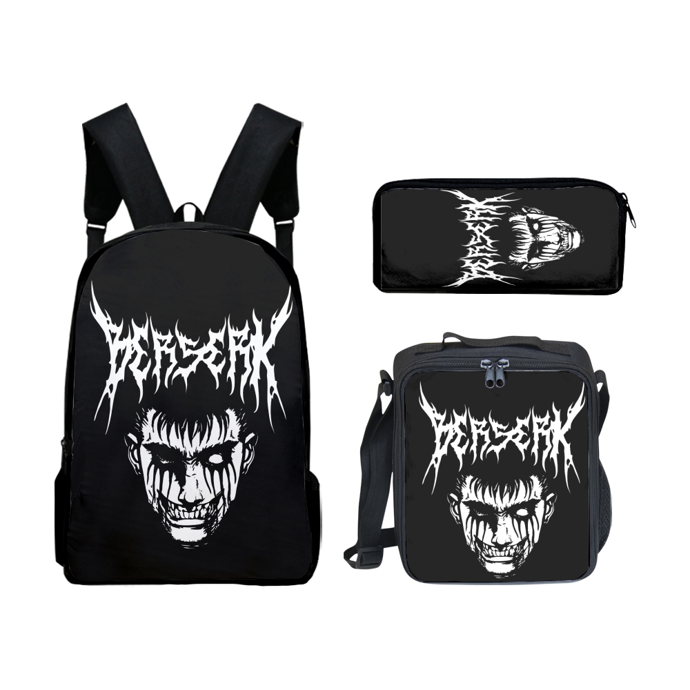 Berserk Guts Anime Backpack Sets 3D School Student Shoulder Schoolbag