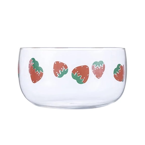 TAROFIIH Strawberry-Patterned Clear Glass Serving Bowl — a 12 X 12 X 6.5 Cm Square Clear Glass Bowl, A Versatile Piece of Kitchenware Suitable for Fruit, Ice Cream and Snacks, Dishwasher Safe