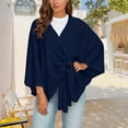 thumbnail image 2 of BUWTTED Women's Elegant Shawl Wraps Soft Open Front Poncho Sweater for Spring Fall Winter Navy One Size, 2 of 5