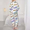 thumbnail image 3 of Pajama Sets for Women 2 Pcs, Trains colorful Pattern Button Down Long Sleeve Sleepwear Lounge PJ Sets, 3 of 6
