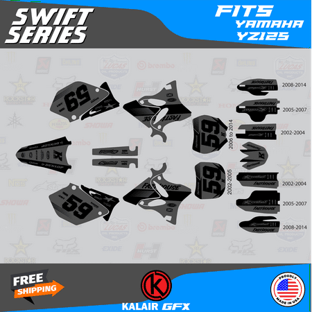 Kalair GFX Graphics Kit for Yamaha YZ125 (2005) Swift Series Kalair GFX Graphics Kit for Yamaha YZ125 (2005) Swift Series
