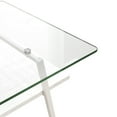 thumbnail image 6 of Coffee Table with Storage Shelf, 2-Tier Rectangle Coffee Table with Black Metal Legs, Coffee Tables with Tempered Glass Tabletop, Modern Table for Living Room Bed Room Apartment, Transparent and white, 6 of 9