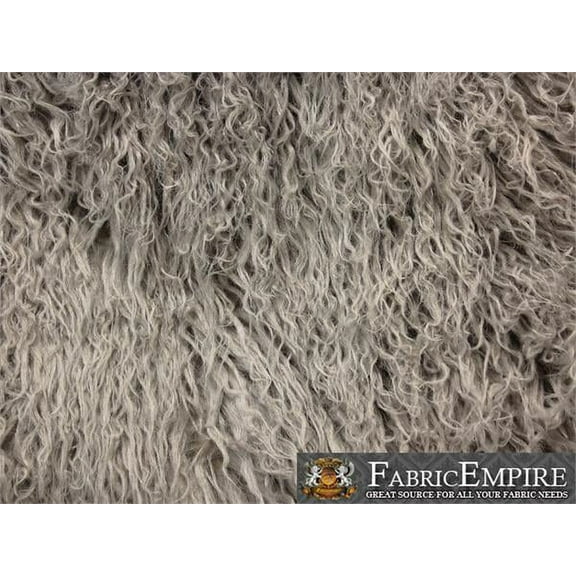 Faux Fur Long Pile Curly Fabric ALPACA OYSTER GREY / 60" Wide / Sold by the Yard-1